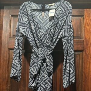 Blue Geometric Patterned Romper